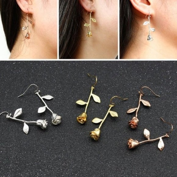 Elegant Dangle Long Stem Roses Dipped In Gold NEW! - Picture 7 of 7